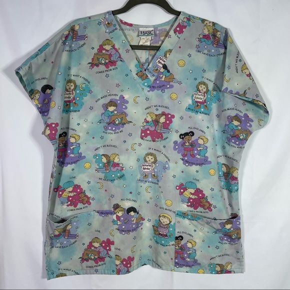 Simply Basic, Cute Kids Scrub Top. Size Large. Good used condition! - Picture 1 of 6